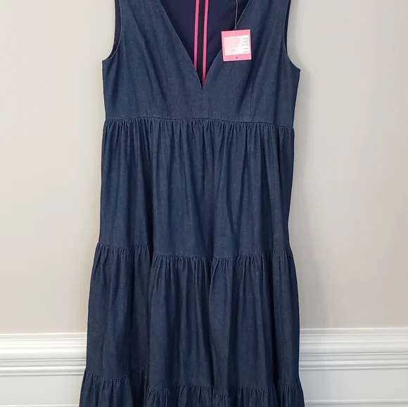 Kate spade chambray ruffle dress hotsell